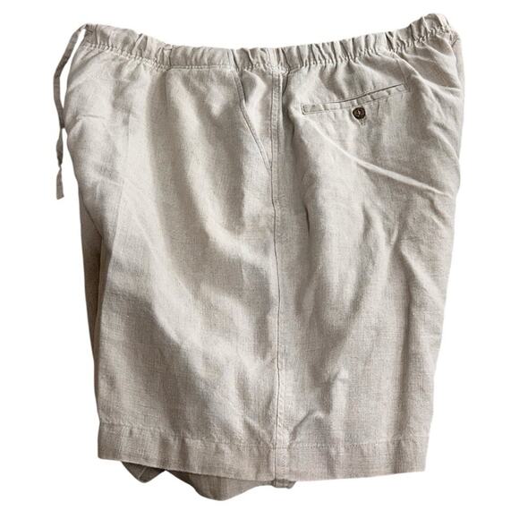 Caribbean Beige Linen Shorts Sz 48 Big Drawstring Elastic Waist 8.5" Inseam Mens - Picture 3 of 7